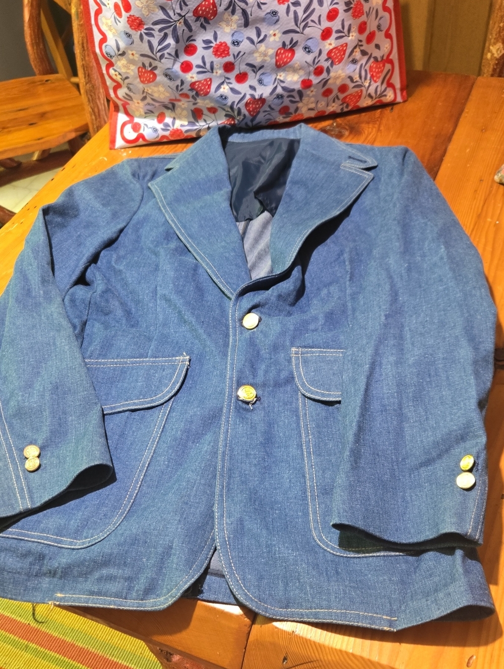 Vintage Lee Blue Denim Suit Jacket Made Usa 38r
